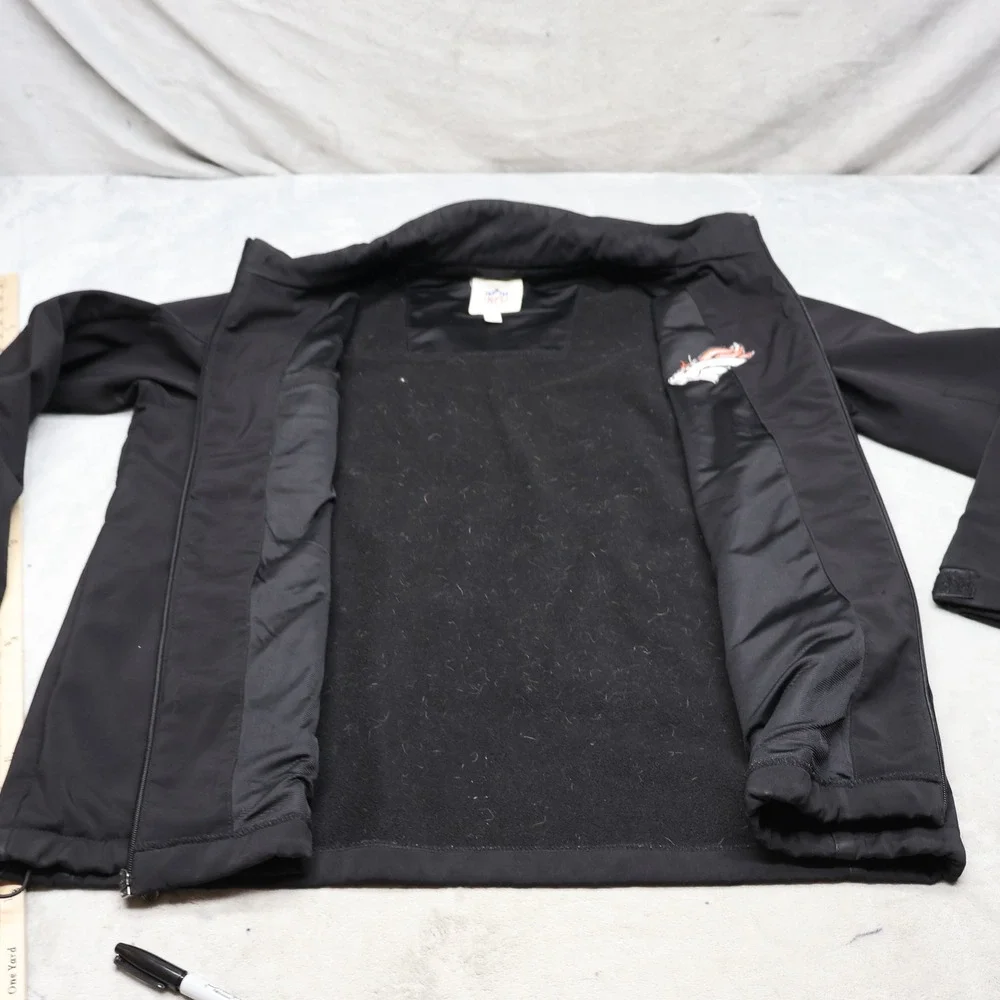 Denver Broncos Jacket Men XL NFL Black Softshell Fleece Lined Wind Rain Football